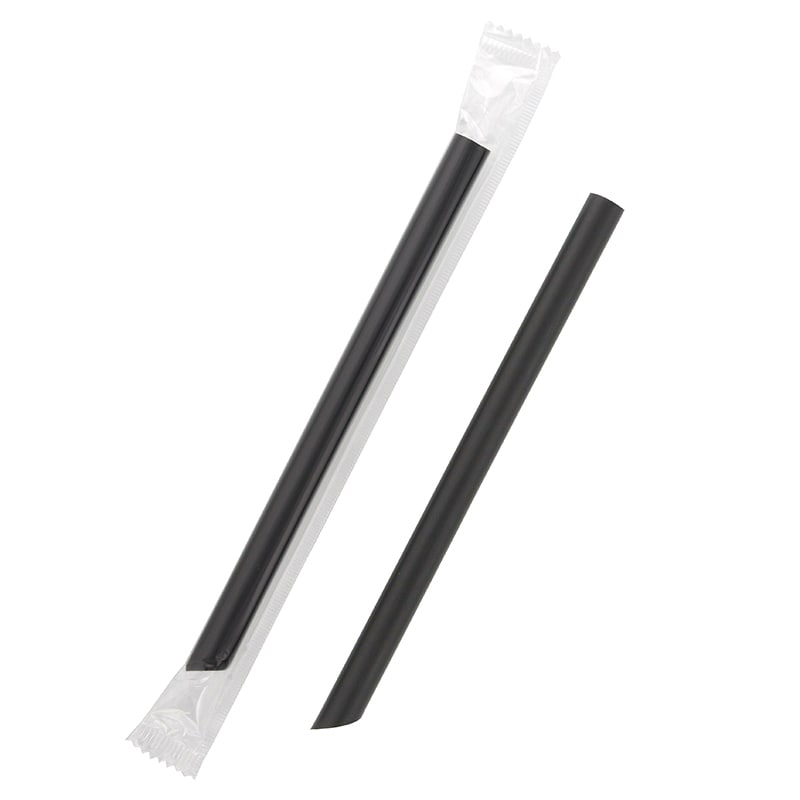 シバセ工業 ストレートストロー フィルム包装 12×18片尖 黒 170本