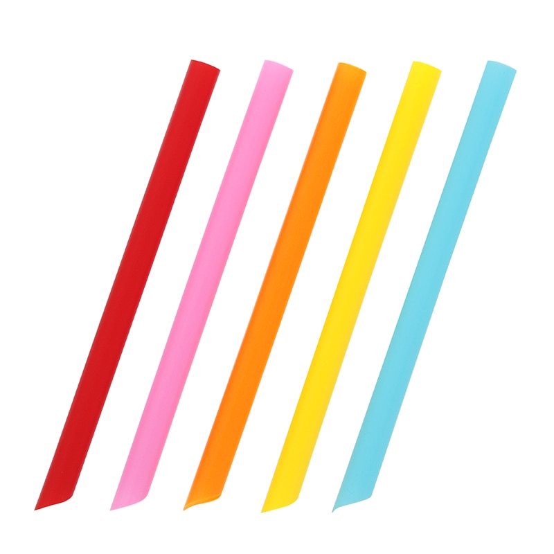 シバセ工業 タピオカストロー 片先斜め 12×18 裸 5色アソート 130本