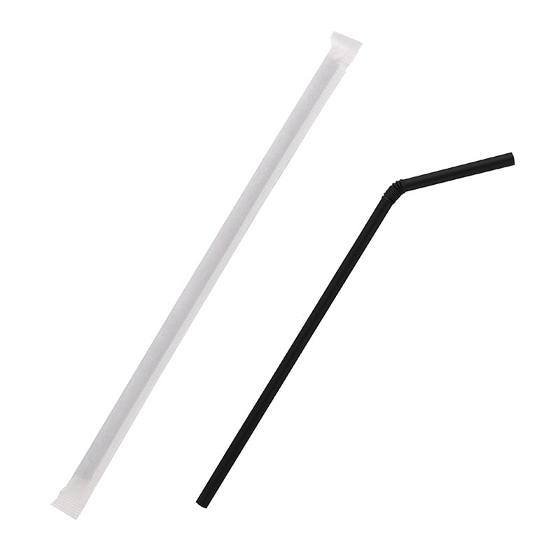 HEIKO フレキシブルストロー 6×21 単袋 黒 200本